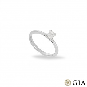 White Gold Emerald Cut Diamond Ring 0.43ct E/VS2